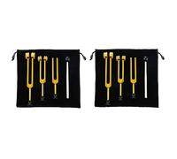 Agwuoetr Ensemble de 6 Diapasons (128Hz, 256Hz, 512Hz) Kit de Diapasons pour la Guérison, le Chakra, la Thérapie Par le Son, la Fourche à Curseur Sonique (Doré)