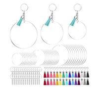 Agwuoetr Ensemble de Trousseau en Acrylique Vierge 3 Pouces 2,5 Pouces 2 Pouces Blancs en Acrylique Clairs pour Le Bricolage de Clés de Bricolage