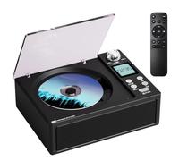 Agwuoetr HiFi Sound Quality Portable Bluetooth Retro CD Clayer Player, Double Haut-Parleurs, Prend en Charge la Carte USB/TF/FM Audio Black