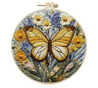 Agwuoetr Kit D'Entraînement à la Broderie de Papillons et de Fleurs, Kit de Broderie pour Débutants Comprenant des Fils et du Tissu à Broder pour Les Amateurs D'Artisanat.