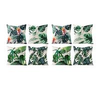 Agwuoetr Lot de 8 Coussins D'ExtéRieur pour Meubles de Jardin Coussins de Jardin Lin Vert Housses de Coussin 18X18 Pouces Canapé Oreillers Couverture