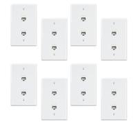 Agwuoetr Lot de 8 Plaques Murales Ethernet 2 Ports, Prise Murale Cat6 Vers RJ45 Coupleur Prise Murale, Blanc