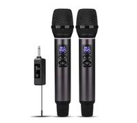 Agwuoetr Microphone sans UHF 2.4G Manuel Rechargeable Un à Deux pour Le Karaoké en Direct du Spectacle de la Fête