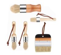 Agwuoetr Peinture de Cire Poignée en Bois Manche Peinture Brosses de Cire pour Meubles en Bois 5