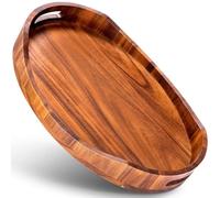 Agwuoetr Plateau de Service en Bois Robuste avec des Poignées Plateau pour Le Déjeuner au Lit, Salon, Table Basse, Déjeuner, Dîner, Salle de Bain