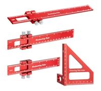 Agwuoetr Règle de Charpentier 4 Pièces Règle de Mesure Multi-Angle 3D Rapporteur Carré en Alliage D'Aluminium à 45/90 Degrés pour le Travail Du Bois