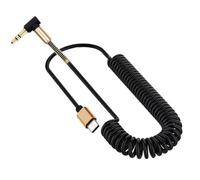 Agwuoetr Spring Spiral USB C à 90 ° Degré 3,5 mm Extension Casque Audio Audio Jack Stéréo Câble Voiture à Cordon Enroulé pour Le Smartphone