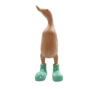Agwuoetr Statue de Canard en Résine, Sculpture de Jardin, Canards de Dessin Animé Mignons Portant des Bottes en Caoutchouc à Pois, Figurine de Bonne Chance, Facile à Installer, Vert-M