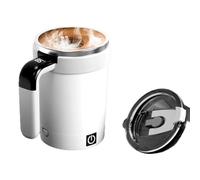 Agwuoetr Tasse à Mélanger Automatique en Acier Inoxydable Tasse à Café Tournante à Aimant Tumbler BLANC