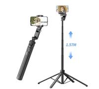 Agwuoetr Trépied à Tige Réglable, Suivi Intelligent par IA, Stabilisateur de Cardan Rotatif à 360° avec Éclairage de Remplissage Beauté