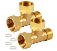 AGxIGxIG Lot de 2 raccords en T en laiton 3/4" - Raccord en T 90° 3/4" - AGxIGxIG - Répartiteur DN20 - Raccord en T à 3 voies - Pour climatisation, climatisation, plomberie