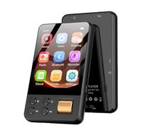 AGXOV Lecteur MP3 128 Go pour enfants, lecteur MP3 Bluetooth avec casque avec écran tactile de 2,4 pouces, lecteur MP4, radio FM, enregistreur vocal, lecteur e-book