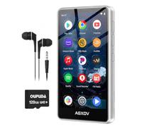 AGXOV Lecteur MP3 avec Bluetooth et WiFi, Lecteur MP4 avec Écran Tactile 4″ | Lecteur MP3 extensible à 1 To avec Android, Spotify, Amazon Music, radio FM, enregistreur, e-book et navigateur Argenté 144