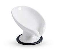Agyiuns Porte-savon auto-drainant en forme de feuille en céramique blanche pour douche, évier de salle de bain, cuisine (petite taille, blanc, 1)