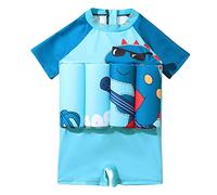 AGYMNX Bb Garon Maillot de Bain 1 Pice Swimsuit Schage Rapide Combinaison Flottante Flottabilit Rglable Manches Courtes Flottante D'entranement de Natation 2-5 Ans Bleu 18-24moins