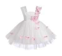 AGYMNX Robe Papillon pour Bébé Fille Robe en Tulle sans Manches pour Fille avec Papillon Cadeau d'anniversaire Robe de Mariage à Taille Haute Blanc 18-24mois