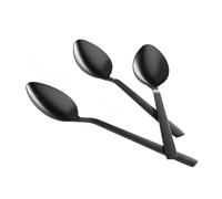 AGYO Bond Noir - Lot de 3 cuillères à dessert 15 cm en acier inoxydable 18/10 avec revêtement mat, poignée fine ergonomique, antirouille, lavables au lave-vaisselle