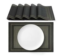 AGYO Lot de 6 sets de table américains 30 x 45 cm en PVC, faciles à nettoyer, résistants et antidérapants - Couleur noire avec bord graphite - élégants pour cuisine, déjeuner et petit-déjeuner - Mod.3