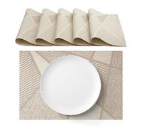 AGYO Lot de 6 Sets de Table américains 30 x 45 cm en PVC lavables antidérapants Beige - élégants Sets de Table Petit déjeuner dîner pour Table Cuisine ou Salon - Mod. 2