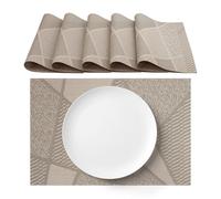 AGYO Lot de 6 Sets de Table américains 30 x 45 cm en PVC - Résistants et lavables - Design Moderne Bleu foncé - Idéal pour Table, Cuisine, Petit-déjeuner ou dîner