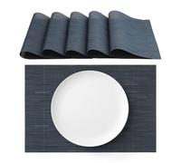 AGYO Lot de 6 Sets de Table américains PVC 45 x 30 cm - Sets de Table lavables antidérapants, Design élégant et Moderne - Parfait pour Le Petit-déjeuner, Le dîner, la Couleur Bleu Marine