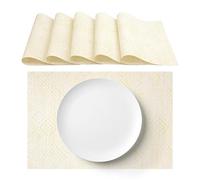 AGYO Lot de 6 Sets de Table américains tressés en PVC, 30 x 45 cm, Motif géométrique Jaune Pastel, faciles à Nettoyer, Parfaits pour Table à Manger, Cuisine et extérieure