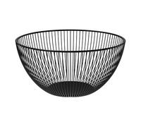 Agyo Porte-fruits en métal rond noir - Panier moderne 25 x 13,5 cm - Design minimal pour table et cuisine - Structure en fils en acier peint