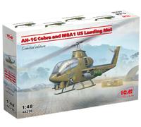 Ah-1g Cobra Hélicoptère And M8a1 US D'Atterrissage Mat 1:48 Plastic Model Kit