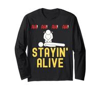 Ah Ah Ah Staying Alive Funny EMT Ambulancier Infirmière en réanimation Manche Longue