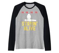 Ah Ah Ah Staying Alive Funny EMT Ambulancier Infirmière en réanimation Manche Raglan