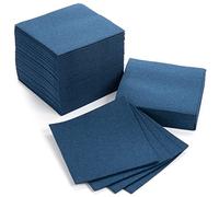 AH AMERICAN HOMESTEAD Lot de 100 serviettes de bar jetables imitation lin - Serviettes carrées en vrac - Serviettes quotidiennes, fêtes ou mariages (bleu marine, 12,1 x 12,1 cm)