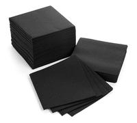 AH AMERICAN HOMESTEAD Lot de 100 serviettes de cocktail carrées jetables, respectueuses de l'environnement et compostables, utilisation quotidienne, fête ou mariage Noir 12,1 x 12,1 cm