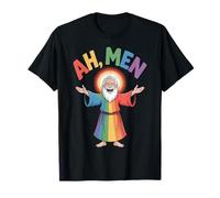 Ah Men Funny LGBT Gay Pride Jésus Rainbow Flag Christian T-Shirt