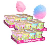 AHA Barbe à papa 4 variétés colorées, 36 x 20 g dans un gobelet, qualité supérieure, emballage de stockage, 4 saveurs comme à la fête foraine pour fête, maison, jardin, fête
