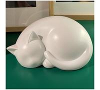 AHAILUOO Urne funéraire en résine Noire pour Chat endormi, Hommage d'intérieur pour Animal Domestique, 20,3 x 14,9 x 10,2 cm, cendrier pour Petit Animal (Blanc)