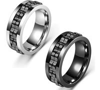 Ahaimy 2 Pièces Bague D'anxiété, Stressabbau Und Anti-Angst-Rings, Bague Anti-Stress, Modeaccessoires, Polierte Schwere Zappelringe, Hochwertiges Modeaccessoire, Cadeau Pour Hommes Et Femmes (Noir)