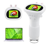 Ahalfcit Microscope numérique.Microscope pour Enfants,Microscope électronique,Caméra à Zoom 1000x avec écran 2 Pouces,Cadeaux d'anniversaire et Jouets éducatifs pour Les 3-12 Ans - Blanc