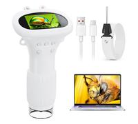 Ahalfcit Microscope numérique.Microscope pour Enfants,Microscope électronique,Caméra à Zoom 1000x avec écran 2 Pouces,Cadeaux d'anniversaire et Jouets éducatifs pour Les 3-12 Ans(Blanche)