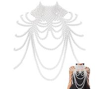 AHANDMAKER 1 chaîne de corps réglable en perles - Blanc - Collier de perles en plastique pour femme - Robe de mariée et décoration de costume - 352 mm