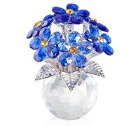 AHANDMAKER 1 fleur colorée en cristal - Cadeau pour femme - Bouquet de fleurs - Ornements pour décoration de table, centre de table, décoration de maison, cadeau d'anniversaire, bleu