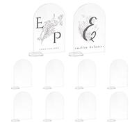 AHANDMAKER 10 Jeu de Marque-Places en Acrylique, Arche de Mariage Porte-Cartes Acrylique Nom Plaque Signe Marque-Places Tableau des Sièges Support Acrylique Cercle Numéro de Table Mariage, Clair