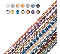 AHANDMAKER 1400 pièces 14 Couleurs Perles en Verre Galvanisées, 4mm Arc-en-Ciel Plaqué Verre à Facettes Perles de Cristal avec Trou de 1mm pour Bracelet Collier Fabrication de Bijoux Bricolage