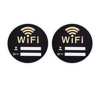 AHANDMAKER 2 pièces Noir Rond Signe de Mot de Passe WiFi, Panneau de Couverture WiFi en Acrylique Panneau de Couverture du réseau sans Fil avec Adhésif pour Salle de Réunion,Café, Bibliothèque