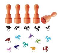 AHANDMAKER 5 styles de tampons décoratifs en forme de dragon - Motif dragon - Mini tampon en bois pour les propriétaires et les propriétaires d'œufs, scrapbooking, fabrication de cartes