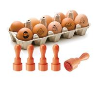 AHANDMAKER 5 styles de tampons en forme d'œuf avec motif poussin nouvellement éclosé, mini tampon en bois, motifs uniques pour les propriétaires et les propriétaires d'œufs, scrapbooking, fabrication