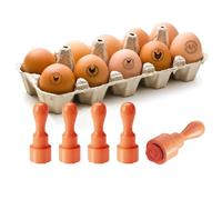 AHANDMAKER 5 Styles Tampon Oeuf Frais Mini Rond Dessin Animé Poule et Paille de Riz Tampon en Bois Décoratif Étiquette de Poule Tampons pour Œufs pour Fermiers et Propriétaires, Fournitures de Ferme