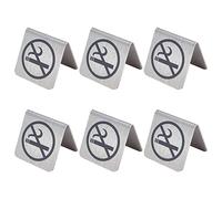 AHANDMAKER 6 pièces Panneau de Table Non Fumeur en Acier Inoxydable, Panneau d'avertissement de chevalet de Table Non Fumeur, Carte de Signe Non Fumeur, pour bibliothèque de café d'hôtel