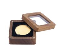 AHANDMAKER Boîte de présentation unique en bois pour pièces de monnaie commémoratives 45 mm avec dessus transparent, présentoir à médailles, rangement de bijoux, cadeau pour collectionneurs
