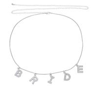 AHANDMAKER Chaîne de corps de mariée réglable en argent avec pendentifs en strass Chaînes de ventre en fer pour femmes enterrement de vie de jeune fille Décoration Cadeaux, 65cm, Fer, Pas de gemme