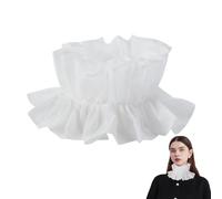 AHANDMAKER Faux col amovible en coton blanc avec design vintage plissé, accessoire de cou à volants inspiré du costume Pierrot pour cosplay, tenues historiques, usage quotidien